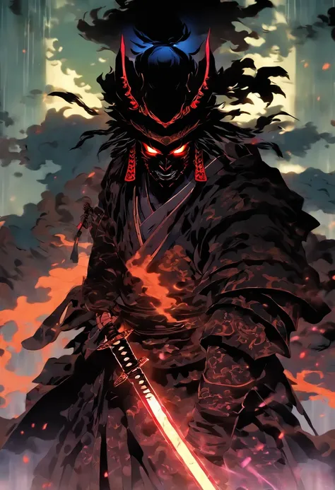 Amidst the ethereal mist of a moonlit grove, behold the Shadow Samurai Demon. Clad in obsidian armor that melds seamlessly with the shadows, he emanates an otherworldly presence. His helmet, resembling the fearsome visage of a demon, conceals his face, shr...