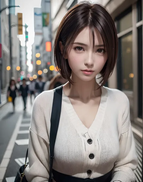 (​masterpiece: 1.3), (8K, Photorealista, Photo Raw, top-quality: 1.4), full bodyesbian, Walking the streets of Tokyo,  (1girl in), gorgeous faces, (lifelike face), (A dark-haired, short-haired: 1.3), Gorgeous hairstyle, realisticeyes, beautiful finely deta...