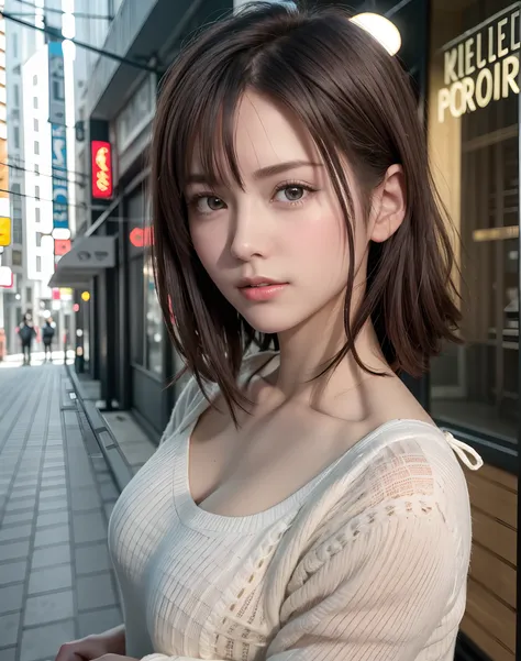 (​masterpiece: 1.3), (8K, Photorealista, Photo Raw, top-quality: 1.4), full bodyesbian, Walking the streets of Tokyo,  (1girl in), gorgeous faces, (lifelike face), (A dark-haired, short-haired: 1.3), Gorgeous hairstyle, realisticeyes, beautiful finely deta...