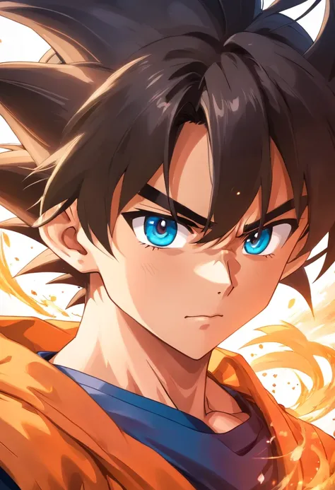 Dragon ball goku com cabelo azul，Grande macaco，head portrait，Close-up，de um real，Facial features are carefully described，textura de pele realista，Estilo escuro，profundidade de campos，Luz alta，luz real，Traching de raias，oc renderizado，hyper-realistic，melhor...