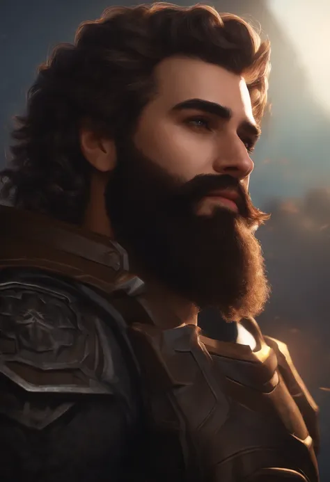 there is a man with a beard and a black shirt on, Streamer do Twitch / Jogador Ludwig, halfbody headshot, costeletas, neckbeard, foto de perfil headshot, curls on top of his head, ligeiro restolho, foto de perfil 1024px, retrato de alta qualidade, restolho...