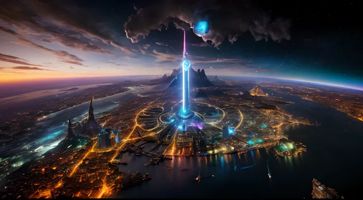 The city of Asgard at dusk (from Marvel Comics). Mystical dimension with an Earth-like environment (for a time) A city suspended above the Earth’s surface. (16k, Best Quality, Hdr, Best Resolution, Centerpiece: 1.2) , Bokeh, Realistic photography, Canon 5d...