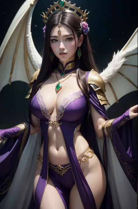 unreal engine:1.4,UHD,Best quality:1.4, photorealistic:1.4, skin texture:1.4, masterpiece:1.8, Miraculous:A woman wears  platinum low-cut lace armor, armor cover all top of body, huge breast, big butt, sexy body, beautiful face, angel face, Close-up of hol...