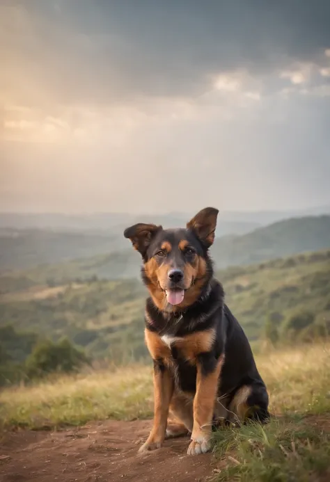 a movie poster that features a dog as hero, cinematic lighting, indian village background, hyper realistic