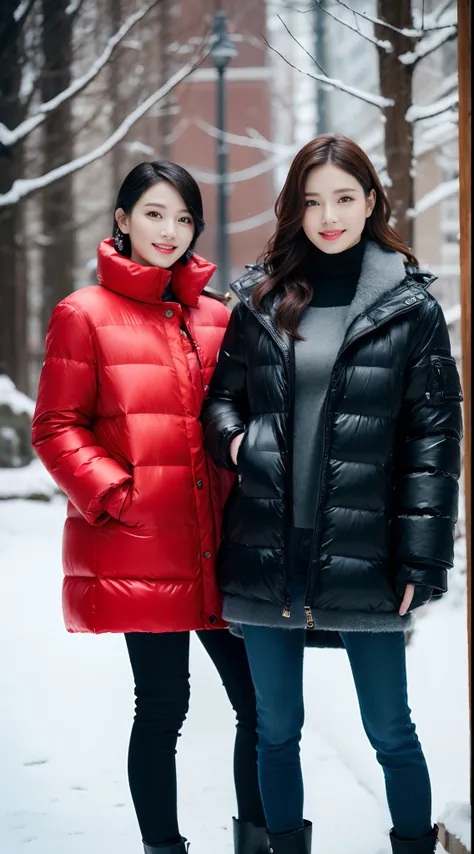 (RAW photo:1.2), (hyper-realistic:1.4), a group of beautiful woman standing side by side, full body, beautiful detailed female, A high resolution, very detailed, best quality, unified 8k wallpaper, best quality, Slender perfect figure, winter fashion photo...