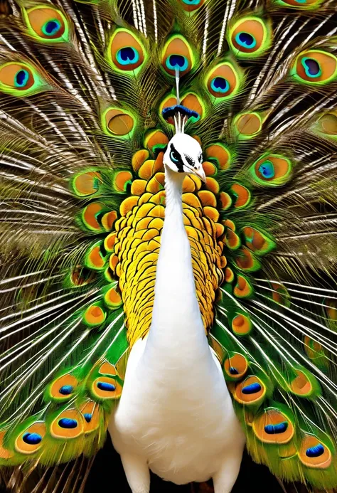 best quality, Amazing beautiful white peacock art, detalhes intrincados, (Melhor sombra), elegante, voluminetric lighting