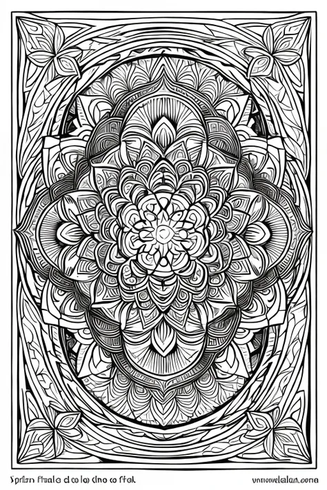 colouring page for adult, mandala, clean line art, no background,Expressed only in black line drawings,More white,one flower,tarot card-style