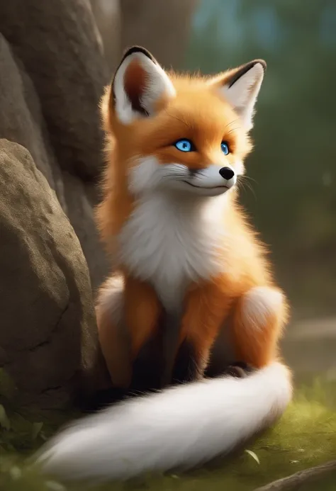 (furry fox cub:1.3, bright blue eyes, white fur, fox boy, short body:1.2, having rough sex on public, no clothings, thick thigh, moaning, one adult, one cub:1.2, public space, everyone staring:1.1)