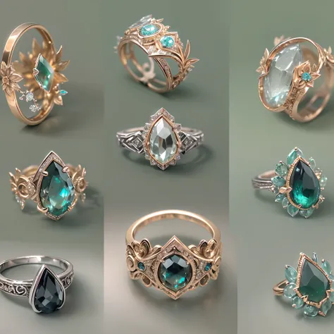 (Couple Rings,Couple rings,2 similar rings,Wedding Ring Art Design,Solo:1.2),(Wedding Ring Art Design,Glass flowers,Nebula Jewelry,Starry Sky Color Crystal,Abstract Pattern Rings:1.45),(Convoluted,Ironwork,handmade,Romantic engagement ring with pear-shaped...