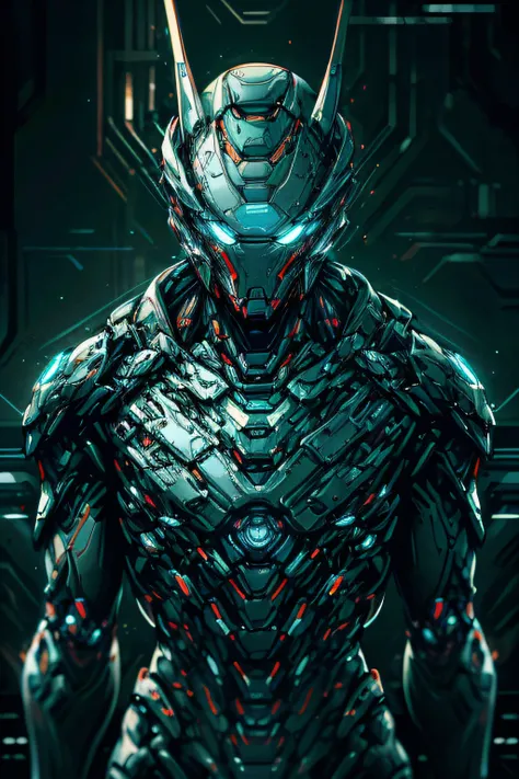 male people，sci-fy，Iron Man Warframe，Silver blue，Faceless，Full Covered，full bodyesbian，Unreal Engine 5，face guard，Advanced technology，Mechanical head，carbon fibers，Nanotechnology，sci-fy，Minimalist