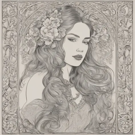 ((Gorgeous Princess)), (with long, flowing gray hair), (Bright and beautiful eyes), (side profile), Art Station Trend, "Flower of Hope" Super Detailed, Crazy detailing, Stunning, Intricate, elite, Jugendstil, ornate, liquid wax, elegant, luxurious, by Greg...