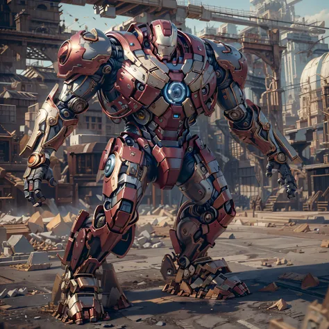 Create some more technological and metallic mechs based on Iron Man, photo-realistic, octane render, unreal engine, ultra-realistic