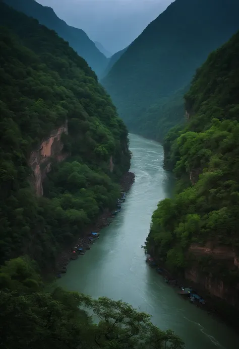 The dim twilight rain drifted towards the Three Gorges，The spring water of the Manchu River surrounds Shuangliu City。