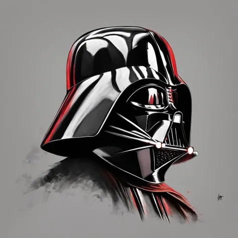 Peinture de Dark Vador dans un casque noir avec une cape rouge, Portrait de Dark Vador, Portrait de Dark Vador, Dark vador, Father, Focus sur Dark Vador, Dark vador, Art Star Wars, Casque Dark Vador, Dark side, Lucasfilm Jesper Ejsing, Casque sombre, The d...