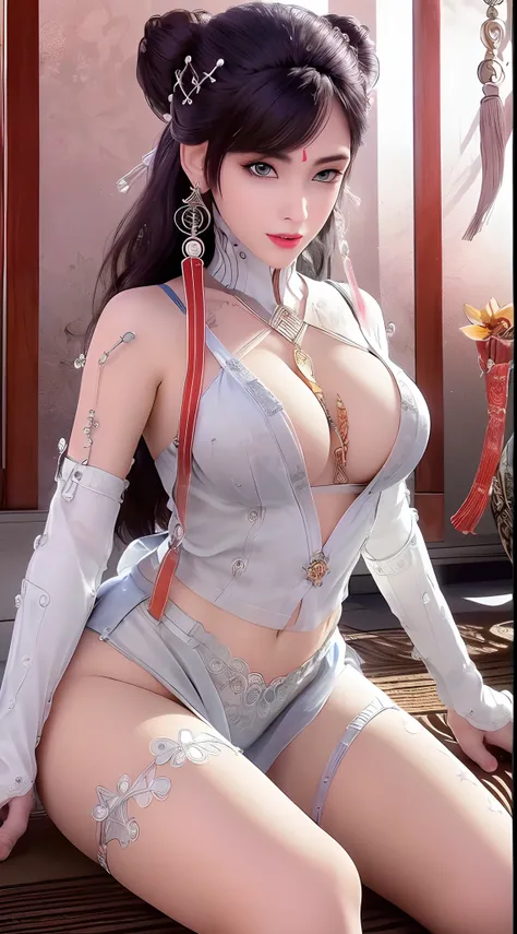 (((1 beautiful girl Wear super sexy invisible no colorlingerie:2))), super beautiful nipple, style naked, ((wearing colorless foot stockings invisible:2)), ((long black hair:1.8)), bangs, elaborate jewelry made from precious stones and beautiful hair, the ...