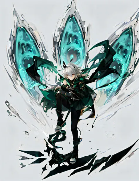 anime, arte de anime, cabelos pretos, cabelos brancos, Asas, Asas, Asas, Asas, Asas, Asas, Asas, Asas, Asas, Nagito Komaeda, de arknights, Epic anime style, arte chave do anime, Nagito Komaeda de Danganronpa, Melhor Design de Personagens de Anime, Anime Te...