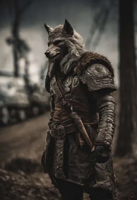 Maximum quality, lighting dramatic, fierce expression, Epic atmosphere, (((wolf-headed helmet))), um lobo feito de metal, cyborgue, cyberpunk estilo,((bem detalhado)), hdr, ((hyperdetalhado)), Kinematic, (caninos), (corpo inteiro).