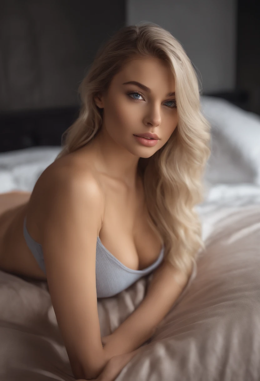 arafed woman fully , sexy girl with blue eyes, ultra realistic, meticulously detailed, portrait sophie mudd, blonde hair and large eyes, selfie of a young woman, bedroom eyes, violet myers, without makeup, natural makeup, picture of the back , face with ar...