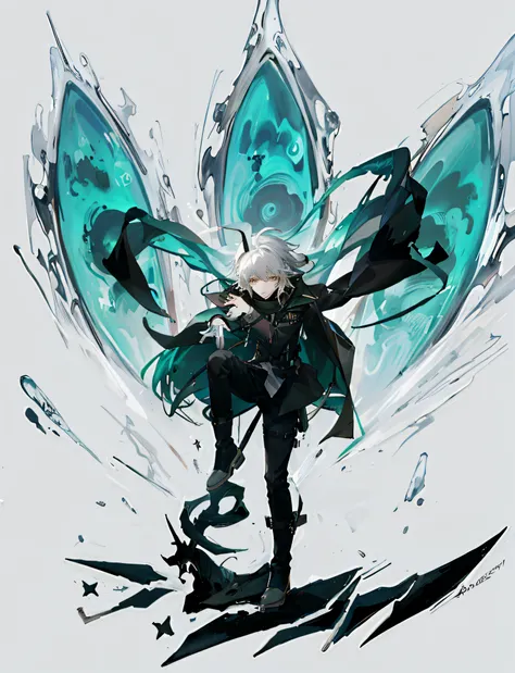 anime, arte de anime, cabelos pretos, cabelos brancos, Asas, Asas, Asas, Asas, Asas, Asas, Asas, Asas, Asas, Nagito Komaeda, de arknights, Epic anime style, arte chave do anime, Nagito Komaeda de Danganronpa, Melhor Design de Personagens de Anime, Anime Te...