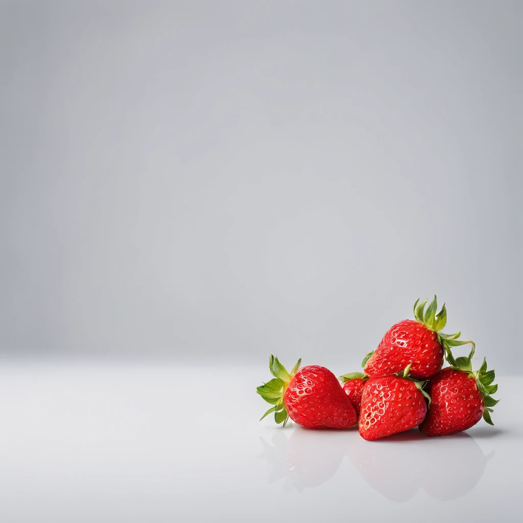 8K, Raw photo, Best Quality, masutepiece,Realistic, Photorealsitic,Clear focus, ,Professional Lighting,Front lighting,BRAEK,White background,strawberries