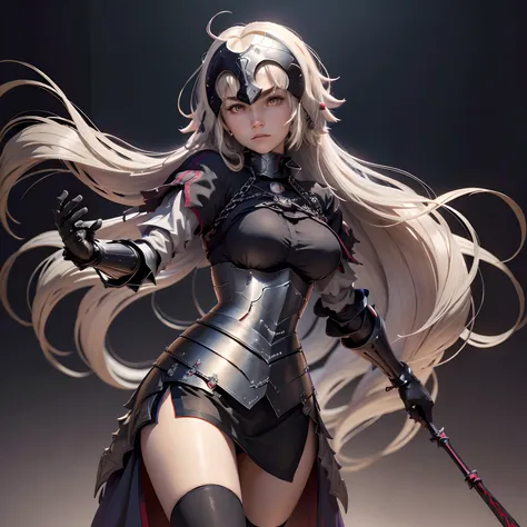 ((personagem hyper realista)), (jeanne d'arc alter de 20 anos), grande ordem do destino, defronte/corpo inteiro/, corpo perfeito...