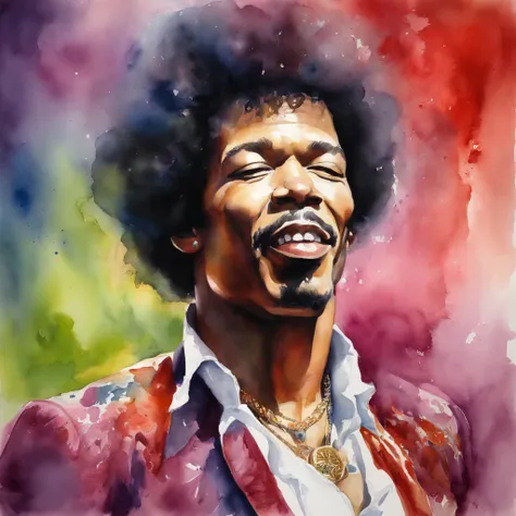 portrait de jimy hendrix dans le style de alex ross