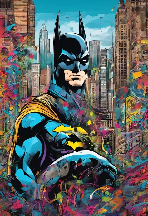 `(best quality, highres, masterpiece:1.2), ultra-detailed, realistic, vivid colors, digital art, batman, detailed eyes and face, muscular physique, dark costume, iconic bat symbol, brooding expression, Gotham City backdrop, cityscape, CBZBB style, Trend in...