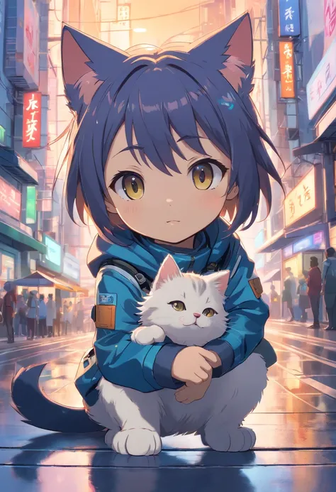 a cute kitten made out of metal, cyborg, cyberpunk style, ((intricate details)), hdr, ((intricate details, hyperdetailed)), cinematic shot, vignette