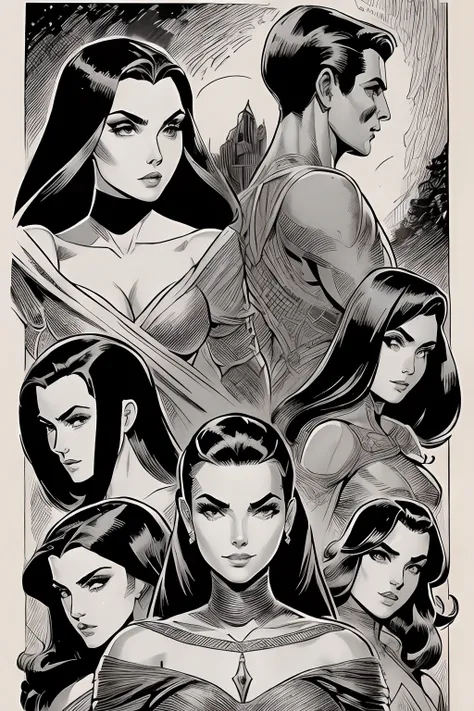 Arte John Buscema,uma menina,
vidros arredondados,
(((Middle Widow Peak))),
cabelos pretos,
cabelo liso longo, ((faixas de cabelo), plaits,
(realista), cor VHS, cor vintage, sombras suaves,corpo inteiro