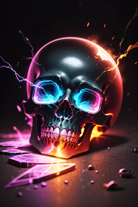 A shock shatters a magnificent colored glass skull