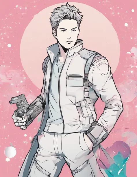 Starlord, cute blush, painter,   (highres, best quality:1.2), radiance, soft contours,