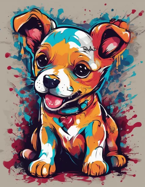 Cute puppy, blood, grin,   (highres, best quality:1.2), radiance, soft contours,