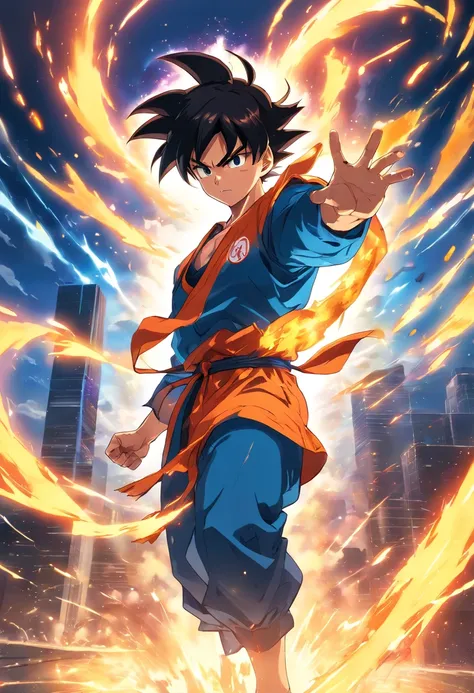 best quality,ultra-detailed,realistic,goku doing the genki dama,anime,energy sphere,kamehameha,aura,martial arts,fighting,super saiyan,powerful attack,vibrant colors,dynamic pose,intense battle scene,special effects,muscular physique,floating rocks,dramati...