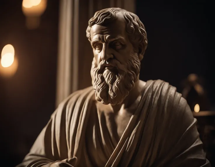 Make a high-resolution image of the Greek philosopher Plato taking into account the setting of that time