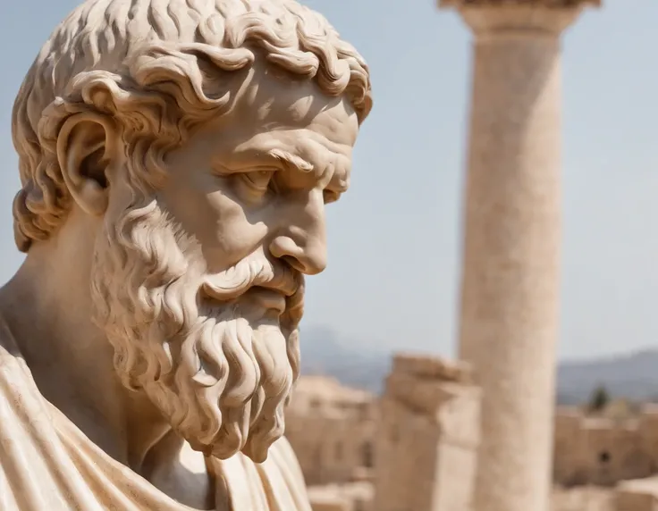 Make a high-resolution image of the Greek philosopher Plato taking into account the setting of that time