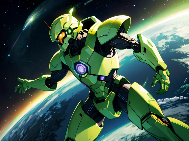 HD Clear, The best images, Illustrations, Giant green robot、cosmic space