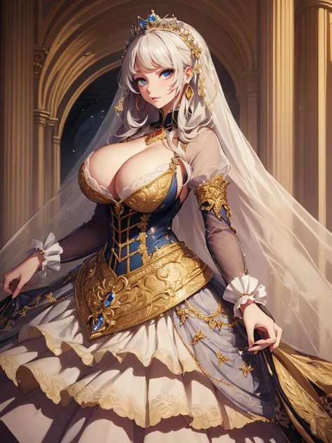 ((anime artstyle)),(Masterpiece),(Best Quality), (Super Detail),((Very Delicate and Beautiful)),cinematic lighting,1 lady,((full body portrait)),((solo)),digital art,(((1 princess in gorgeous princess rococo ballgown with voluminous full length hoop skirt)...