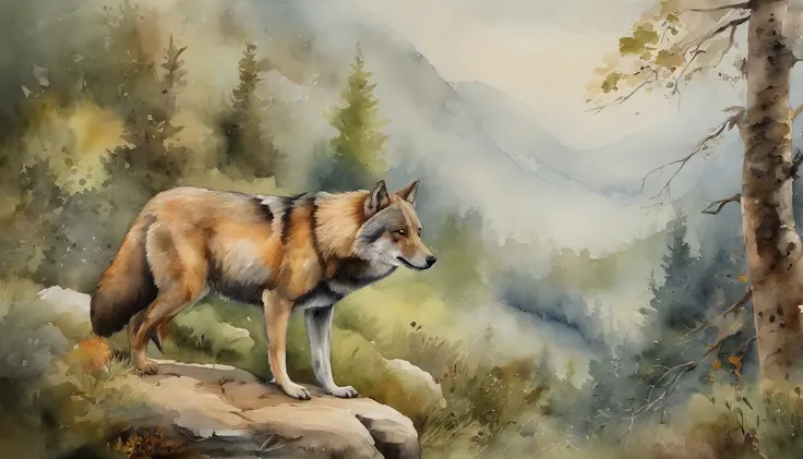 masterpiece, 15 years male that lives in the forest, cajado, walking in a mountain, surrounded by friendly wolves, (neve), roupas de pele, (indian), selvagem, fairytale ::n_ one leg, body deformation,