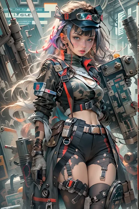 masterpiece, top quality, best quality, official art, beautiful and aesthetic,hole body in frame
1girl,gatling gun,  shell casing, looking at viewer, bangs, ammunition belt, gloves,breasts,firing,
extreme detailed,highest detailed, optical mixing, playful ...