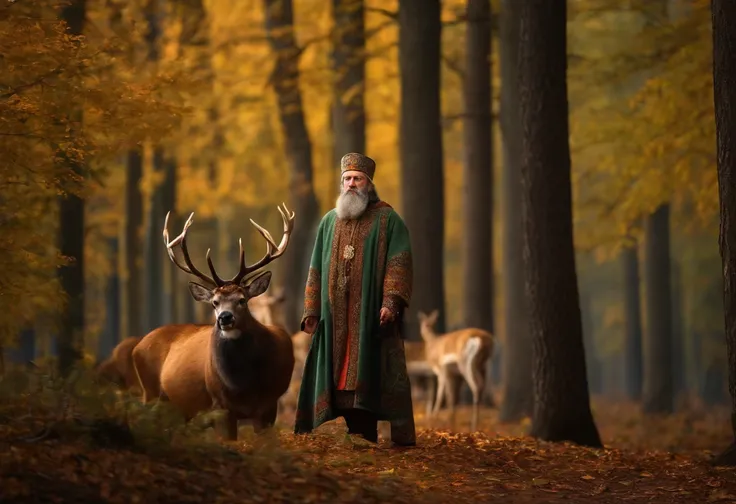 I CREATED AN IMAGE OF IVAN THE TERRIBLE AT THE AGE OF 8 IN A FOREST WITH DEER