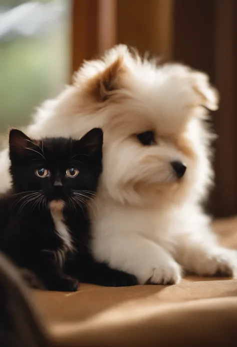 cat and dog、Hairy、cute little、Chubby