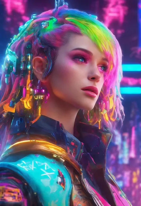 {{masterpiece}}, best quality, extremely detailed CG unity 8k wallpaper, cinematic lighting, lens flare, beautiful detail eyes, black,  side glance,  multicolor hair, colorful light, particles, heterochromia, (colorful:1.5), (colorful hair:1.5),