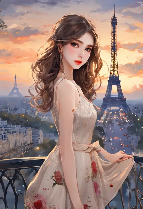 (8K、top-quality、​masterpiece:1.2)、 (realisitic、Photorealsitic:1.37)、 ultra-detailliert、DJSODA、 1 girl in、full bodyesbian、Wearing a turtleneck sweater and skinny jeans、Standing in the streets of Paris with the Eiffel Tower in the background、 cute little、 Be...