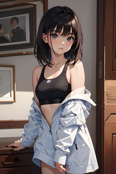 （​masterpiece，Highest Quality），child，A dark-haired，Sportsbra