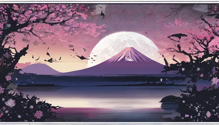 New Years card、Mt fuji、morning glow、grand、Dynamic landscapes、New Year’s Day、1 moon、a picture、realisitic