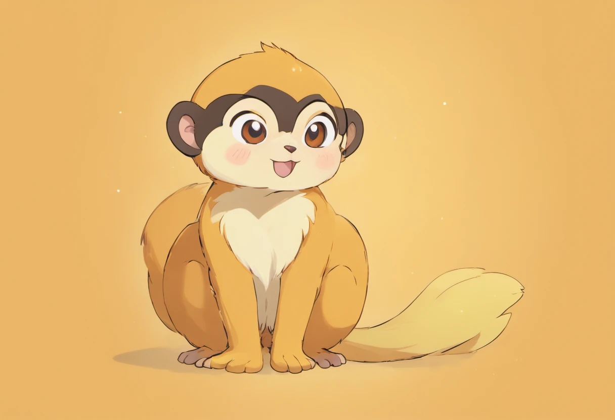 squirrel monkey, orange-brown fur with darker speckles, Feldspar, masterpiece, best quality