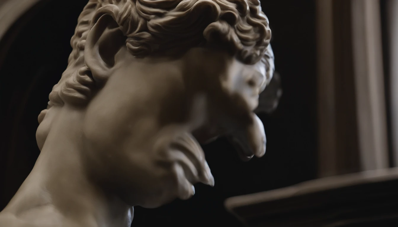 a closeup of a statue of a man, estilo cristiano ronaldo, contato visual, com barba curta, a dark marble sculpture of young man with muscles, classical realism, macho, wise, alfa, dark marble sculpture