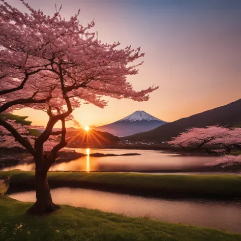 Master Parts、Superior Quality、superior image quality、The 8k quality、Beautiful photos of sunrise、magnifica、Mt fuji、cherry trees