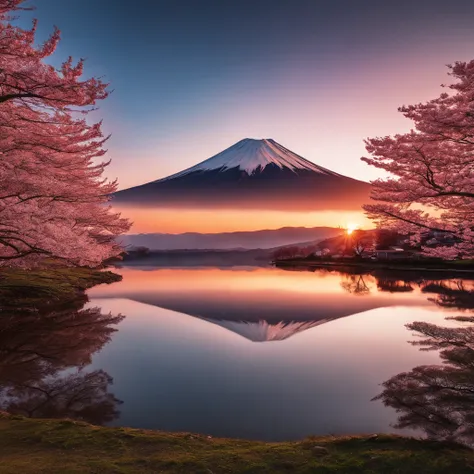 Master Parts、Superior Quality、superior image quality、The 8k quality、Beautiful photos of sunrise、magnifica、Mt fuji、cherry trees