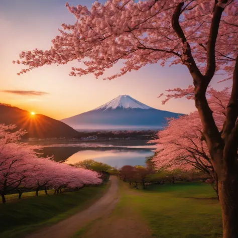 Master Parts、Superior Quality、superior image quality、The 8k quality、Beautiful photos of sunrise、magnifica、Mt fuji、cherry trees